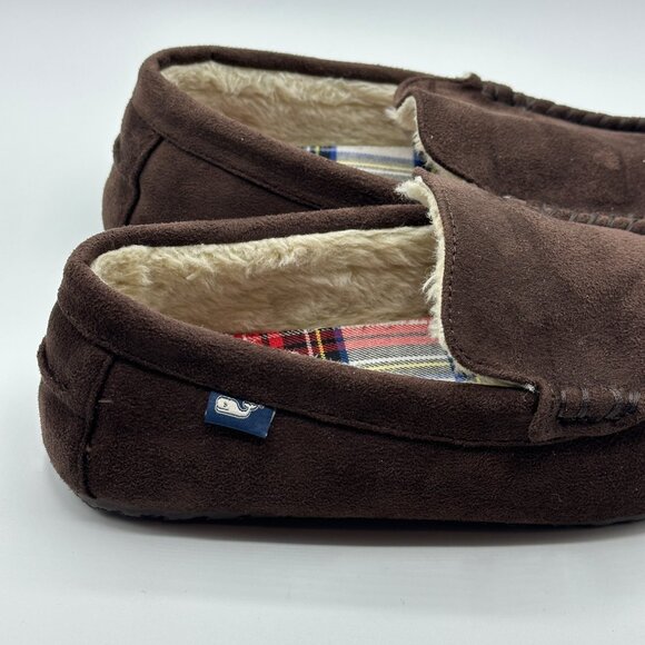 Vineyard Vines Men\'s Peaks Plaid Loafer Slippers Chocolate Brown Size 10 main image 7